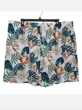 Biwisy Men's 2XL Tropical Island Palm Leaf Swimsuit Shorts Swimwear Trunks NWT